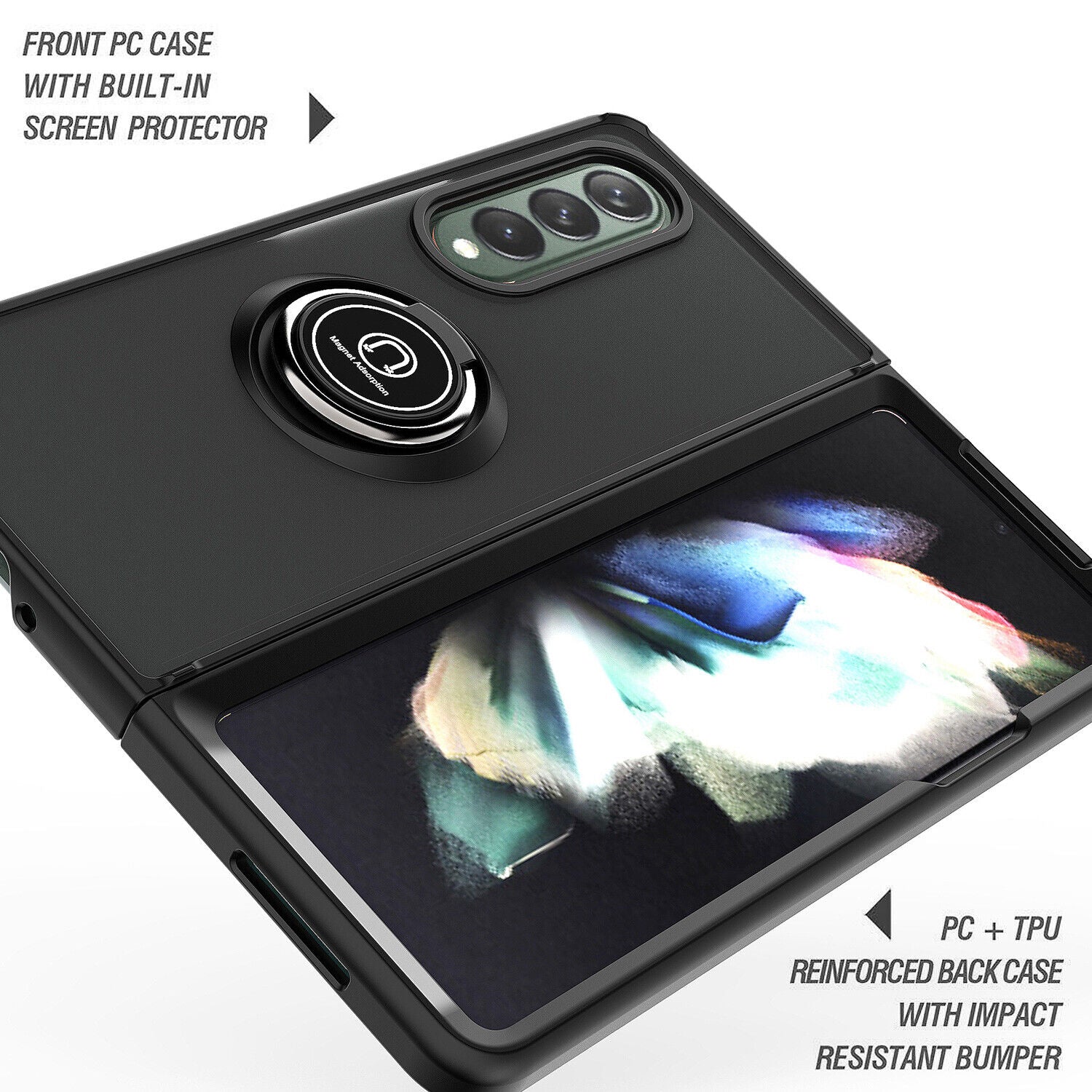 Matte Ring Case for Samsung Galaxy Z Fold 5 5G Matte Ring Case for Samsung Galaxy Z Fold 5 5G